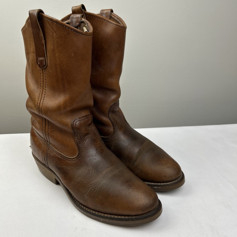 Vintage Red Wing Pecos 586 Mens Size 6 D Brown Leather Cowboy Boots USA Nailseat